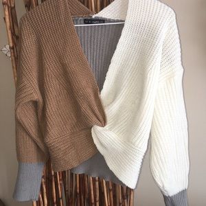 Zaful Color Block Crop Sweater - Size Small